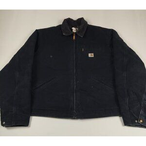 Vintage Carhartt Men Size 46 Tall Navy Blue J01 DNY Blanket Lined Detroit Jacket
